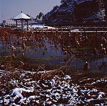 安徽黄山屯溪新安江雪景