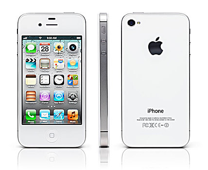 白色,苹果手机,苹果,智能手机,三个,正面,背影,侧面,隔绝