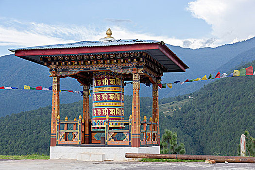 亚洲,不丹,普那卡,山谷,转经轮,女修道院