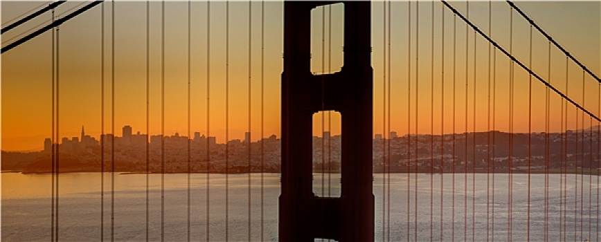日出,上方,旧金山湾,金门大桥