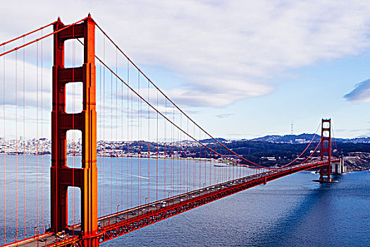 金门大桥,上方,旧金山湾,阴天