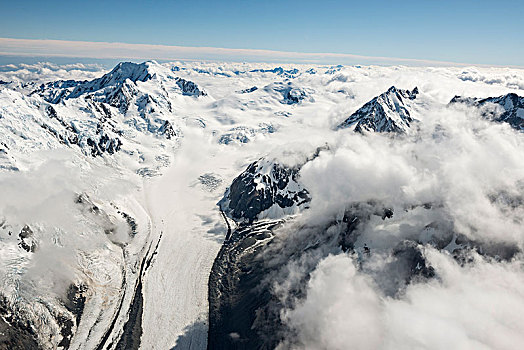 冰河,顶峰,山,新西兰,南阿尔卑斯山,奥拉基,库克山国家公园,南部地区,大洋洲