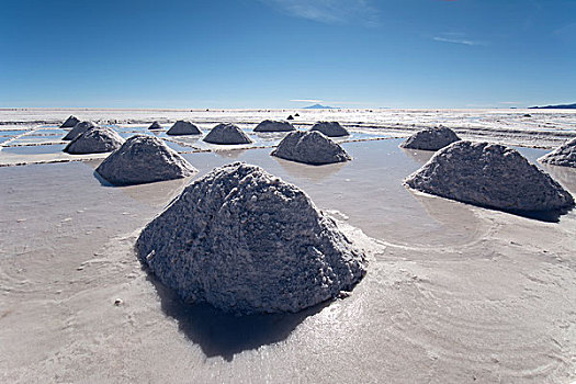 堆放,盐,盐湖,乌尤尼盐沼,高原,玻利维亚,南美