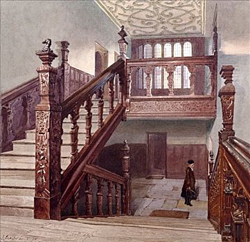 内景,楼梯,卡尔特修道院,伦敦,艺术家