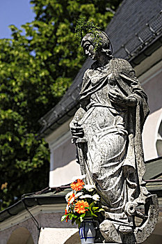 喷泉,雕塑,普里恩,上巴伐利亚,德国,欧洲