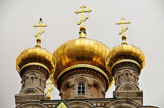 镀金,圆顶,俄罗斯,东正教,教堂,橄榄,耶路撒冷,以色列,中东,东方