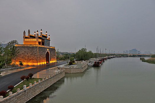 江苏淮安里运河文化长廊沿线城市风光