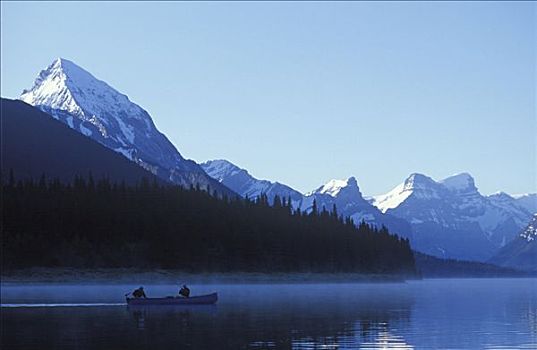 湖,早晨,薄雾,捕鱼者,室外,公园,加拿大,艾伯塔省
