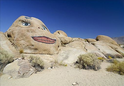 涂绘,砂岩,石头,靠近,顶峰,内华达山脉,加利福尼亚,美国,北美