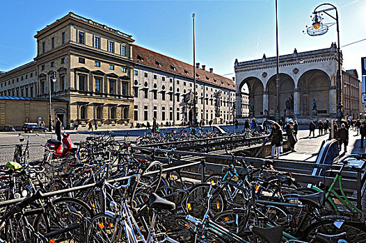自行车停放,慕尼黑,巴伐利亚,德国,欧洲