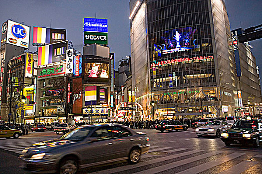 忙碌,涩谷,黄昏,东京,日本