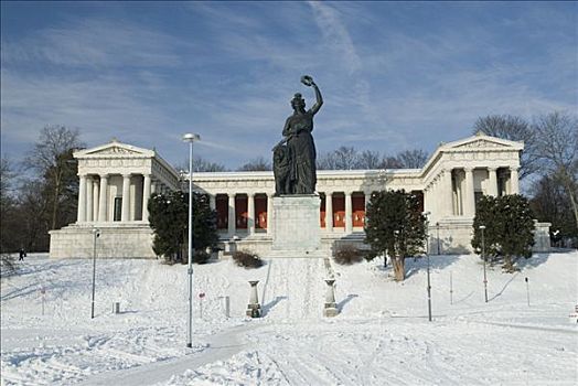 雕塑,巴伐利亚,著名,冬天,慕尼黑,德国