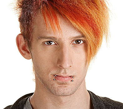 男人,橙色,头发