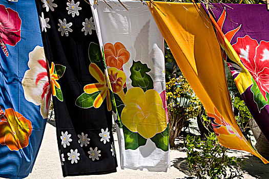 法属玻利尼西亚,社会群岛,印花方巾,吹,微风