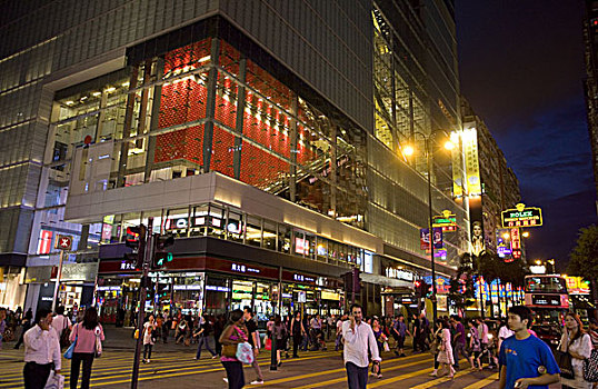弥敦道,夜晚,九龙,香港