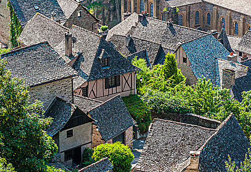 法国,阿韦龙省,孔克,石头,屋顶,标签,漂亮,乡村