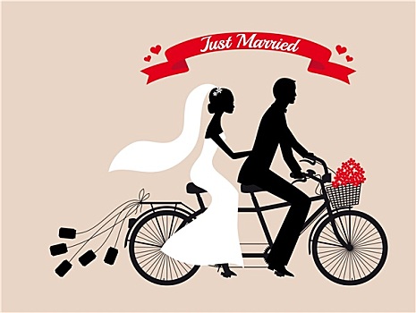 结婚,婚礼,情侣,双人自行车