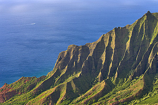 悬崖,海边,卡拉拉乌谷,纳帕利海岸,考艾岛,夏威夷,美国