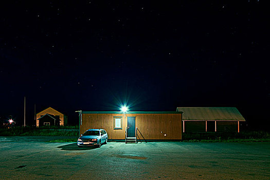 汽车,停放,户外,小屋,夜晚,瑞典