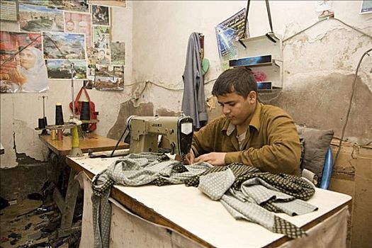 裁缝,缝纫机,店,也门,中东