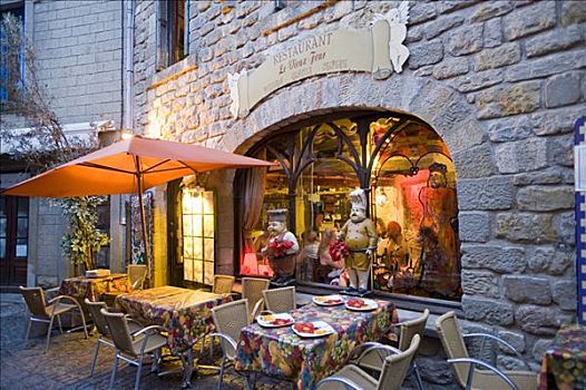 餐馆,中世纪城市,朗格多克-鲁西永大区,法国,欧洲
