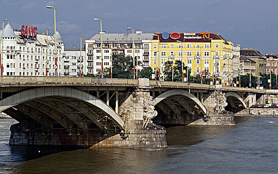 桥,河,多瑙河,布达佩斯,匈牙利