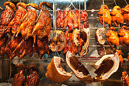 中国,香港,屠夫,店面展示,熟肉