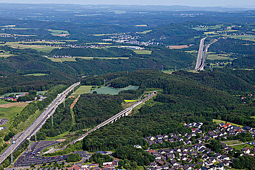 航拍,高速公路,高速,轨道,线条,靠近,莱茵兰普法尔茨州,德国,欧洲