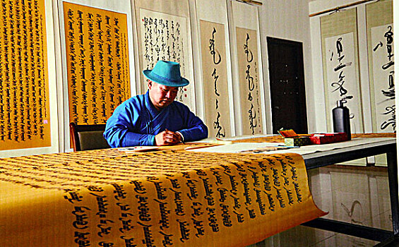 非遗,蒙古文竹板笔书法艺术
