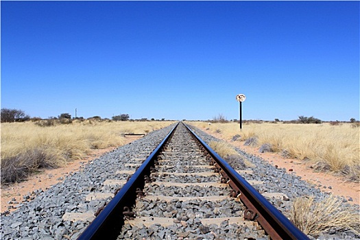 纳米比亚,荒芜,铁路线,远景
