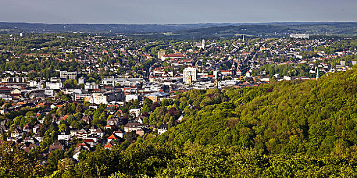风景,塔,城镇中心,哈根,鲁尔区,北莱茵威斯特伐利亚,德国,欧洲