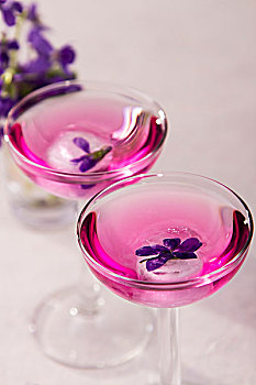 鸡尾酒,紫罗兰,冰块