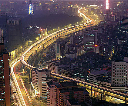 广州环市高架路夜景