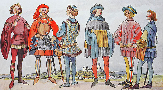 衣服,时尚,德国,15世纪,插画,欧洲