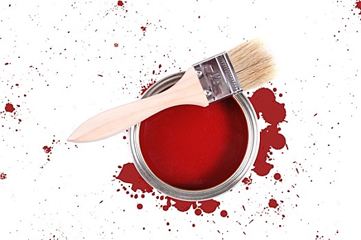 红色,油漆桶,画刷,彩色,污渍