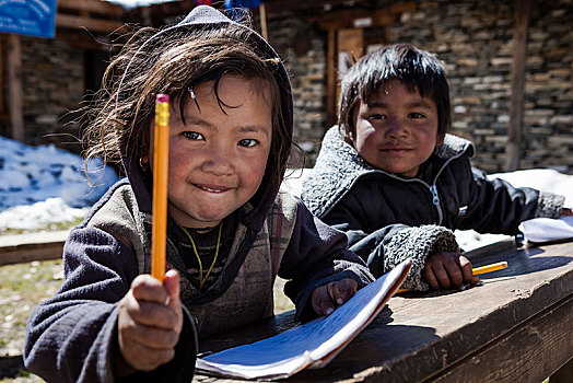 孩子,学习,乡村,学校,尼泊尔