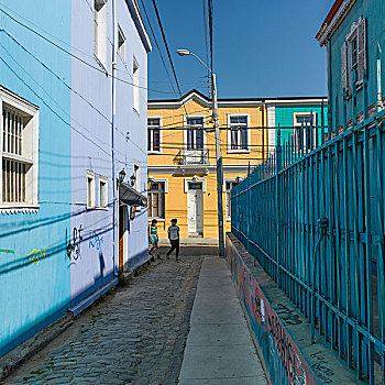 房子,街道,瓦尔帕莱索,智利