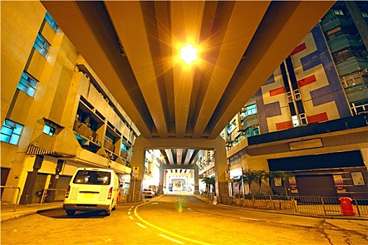 交通,市区,夜晚,香港