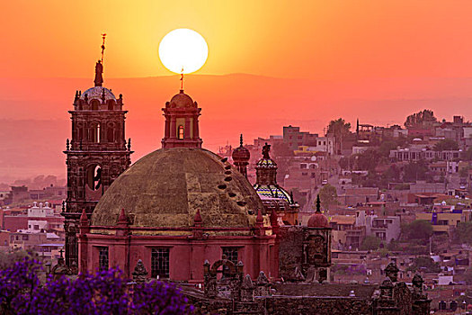 墨西哥,圣米格尔,城市,日落,画廊