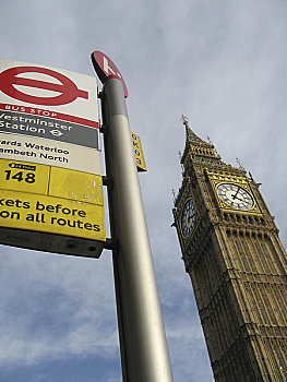 英格兰,伦敦,威斯敏斯特,大本钟,后面,公交车站,签到