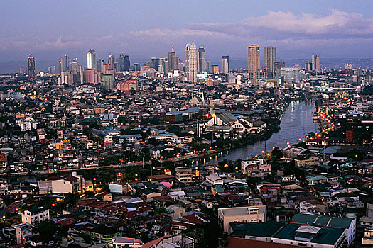 俯视,城市,马尼拉,菲律宾,亚洲