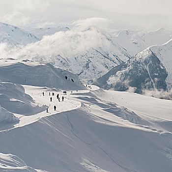 滑雪者,雪,小路,山,不列颠哥伦比亚省,加拿大