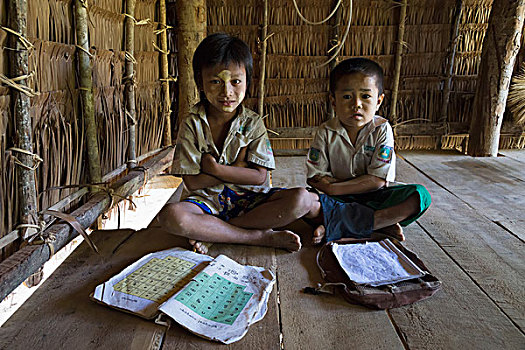 缅甸,分开,年轻,男生,乡村,学校