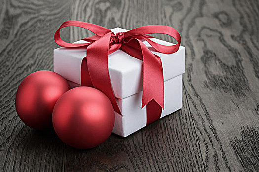 礼盒,红色,蝴蝶结,乡村,桌子,圣诞节,庆贺
