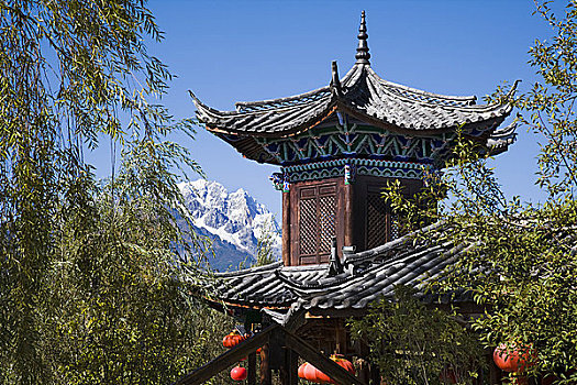 建筑,城鎮,玉龍雪山,麗江,云南,中國