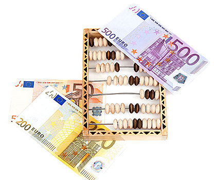 木质,算盘,钞票,欧元