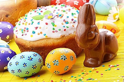 复活节彩蛋,蛋糕,兔子,形状,巧克力