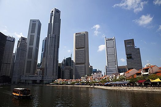新加坡,旅游,船,新加坡河,城市天际线