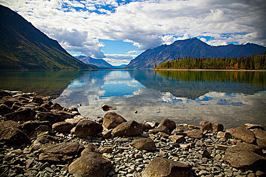 湖,克卢恩国家公园,自然保护区,育空,荒野,海恩斯,连通,育空地区,加拿大