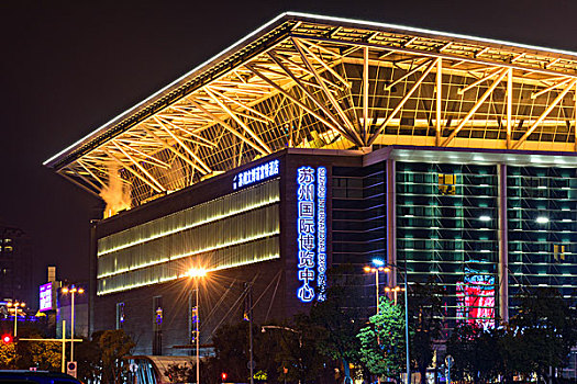 苏州金鸡湖月光码头夜色风景